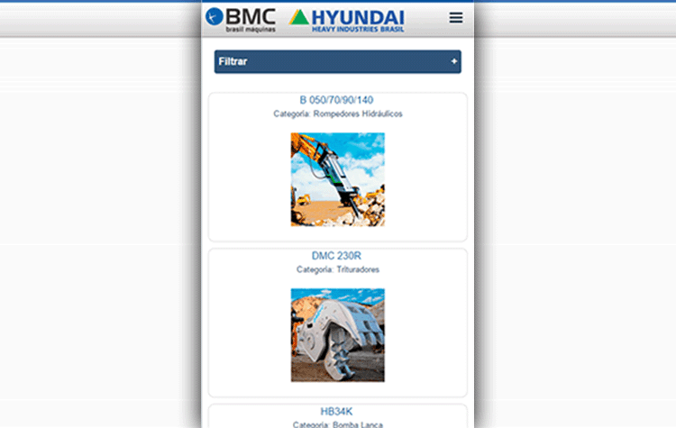 BMC - Site Institucional 100% Mobile - Listagem de Máquinas 